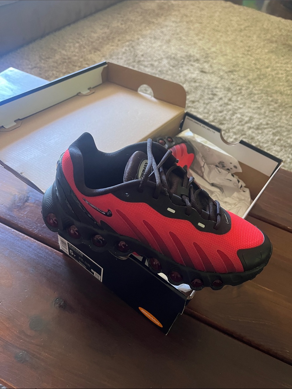 Nike Kids Red and Black Bubble-Track Sneakers